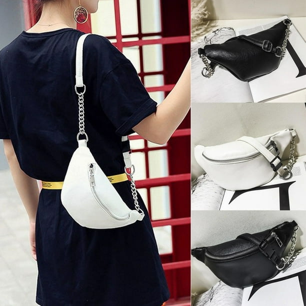 Women Leather Waist Fanny Pack Belt Bag Pouch Travel Hip Purse Chest Hangbags